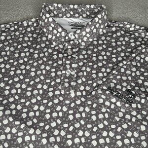 Straight Down Polo Shirt Mens XL Gray Whiskey Print Kalispel Golf Performance